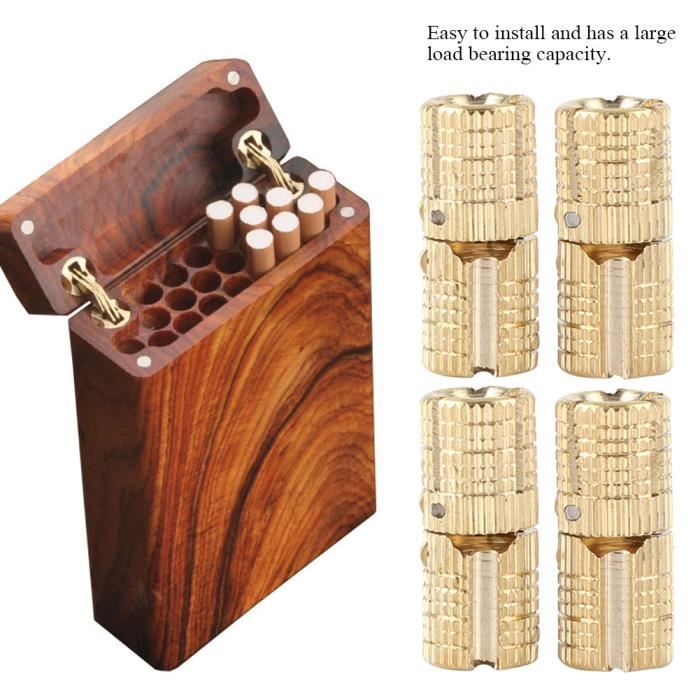 Lot De 4 Charnières Invisibles En Cuivre – Cache-baril, 10 Mm, Marque Nikou, Finition Cuivre