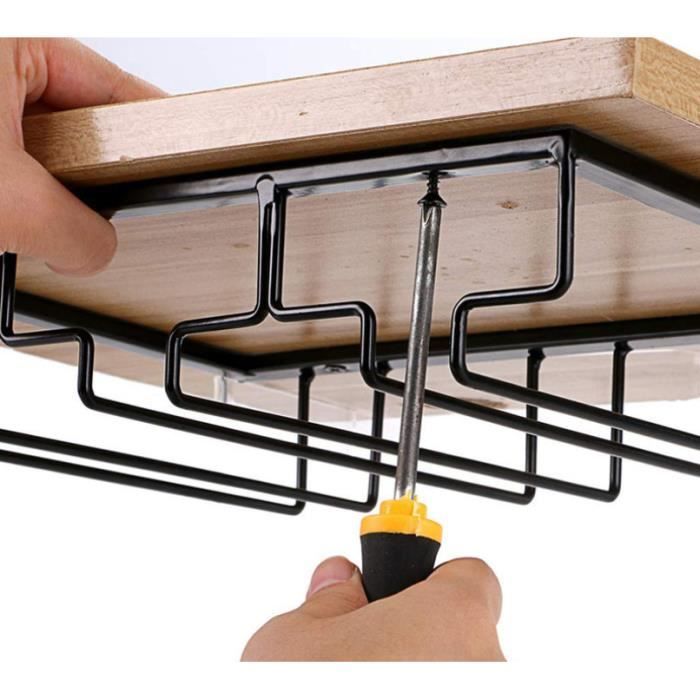 Hombuy® 6 rails porte-verres à pied suspendu bar noir rack à