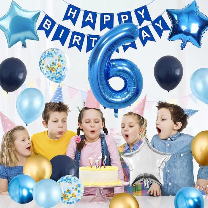 Décoration d'anniversaire pour garçon 6 ans - Bleu doré - Décoration  d'anniversaire pour garçon 6 ans - 6 chiffres - [665]