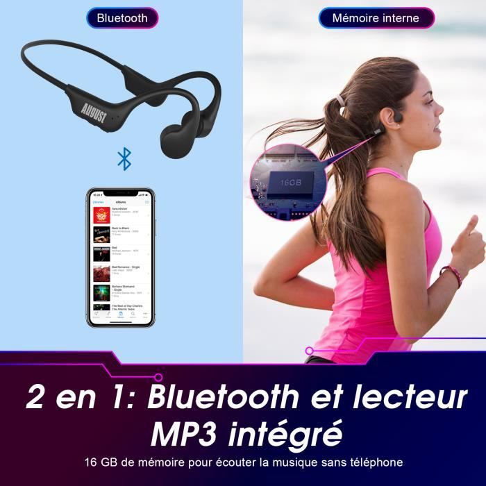 Casque Audio à Conduction Osseuse – Bluetooth 5.0, MP3, Alliage Titane, étanche