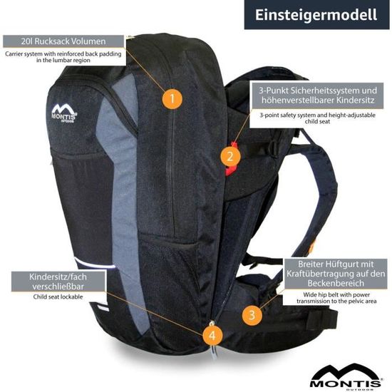 MONTIS WALK Porte b b porte enfant dorsal jusqu 15kg 154