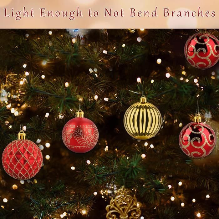 Boules De Noël Scintillantes Gxhong - Lot De Décorations Pour Sapin, Paillettes Et Couleurs Vives, Réutilisables (Rouge)