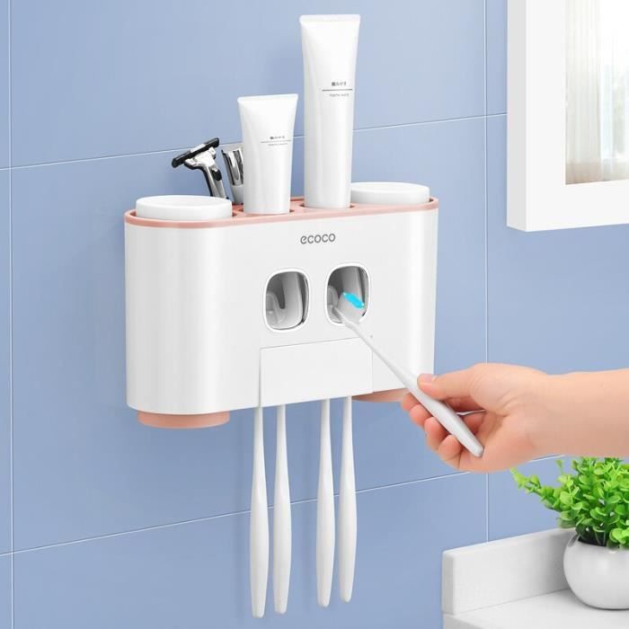 Porte-brosses à Dents - Distributeur Automatique De Dentifrice Avec 6 Compartiments Pour Brosses A Dents Et 3 Gobelets Noir 86489577