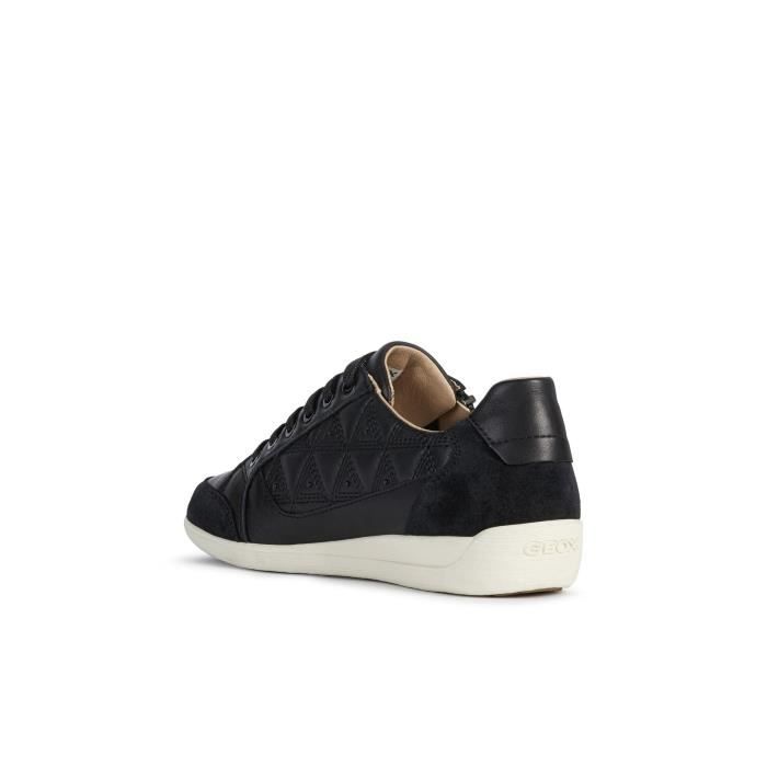 Baskets Femme GEOX D Myria C Noir Cuir Zip Respirantes