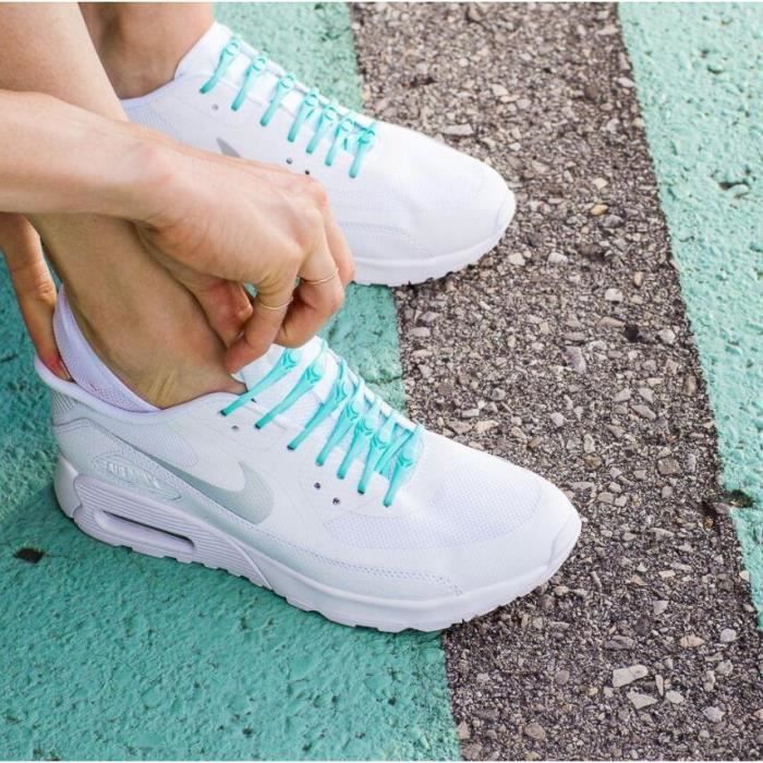 Blanc 36 pièces lacets en silicone spécial sans cravate lacet rond