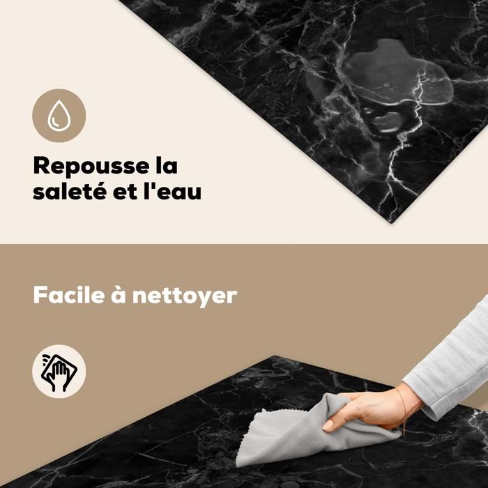 KitchenYeah Protège Plaque Induction Marbre Blanc Gris – Tapis Luxe 60x52 Cm Anti-Rayures Et Décoratif