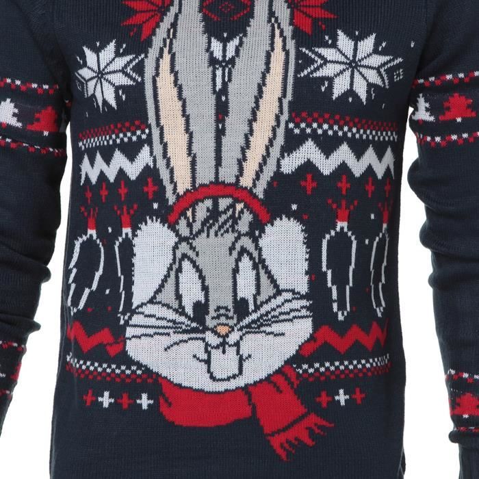 LOONEY TUNES Pull Jacquard Motif Bugs Bunny Marine Homme Bleu Cdiscount Pret a Porter