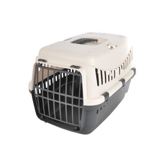 Panier de transport gris pour chien en plastique avec couvercle blanc h 46 x L 31 x l 32cm