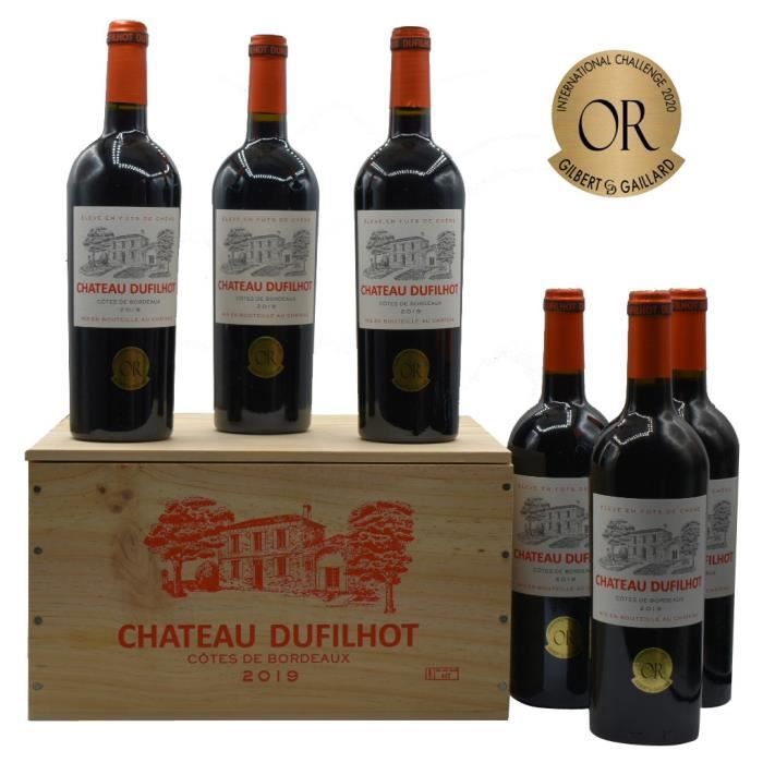 Château Dufilhot 2019 Côtes de Bordeaux - Vin rouge de Bordeaux en Caisse bois