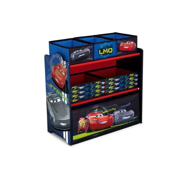 CARS - Meuble Enfant en Bois avec 6 Rangements - Noir et Multicolore