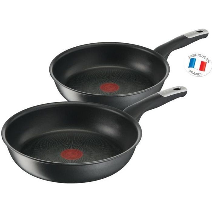 TEFAL YY4389FA Lot 2 poêles 24/28 cm UNLIMITED - Antiadhésive - Tous feux font induction - Résistante aux rayures - Thermo-Signal