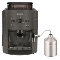 KRUPS Machine à café broyeur grain, Mousseur de lait, 2 tasses espressos simultané, Nettoyage automatique, Essential grise YY5149FD