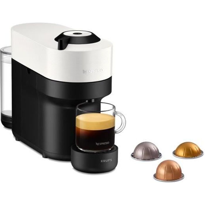 KRUPS NESPRESSO YY4889FD Vertuo Pop Blanche Machine à café capsules, Cafetière compacte, 4 tailles de tasses, Expresso, Bluetooth