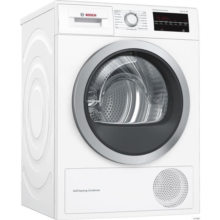 Sèche-linge pompe à chaleur BOSCH WTW87499FF SER6 - 9 kg - L59,8cm - Classe A++ - Blanc
