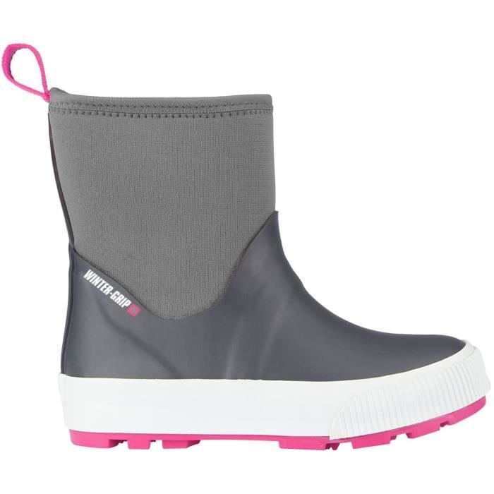 WINTER-GRIP Bottes chaudes - Enfant Fille - Gris et rose