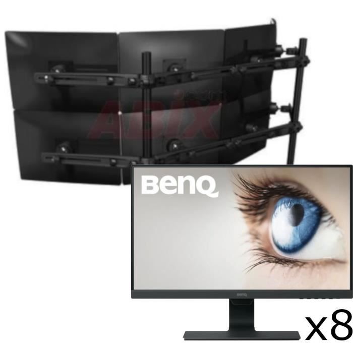 DATAFLEX Bras pour 8 moniteurs 843 ViewMaster M3 + 8 Écrans BENQ GW2480E - 24- Full HD - Dalle IPS - VGA / HDMI / displayport