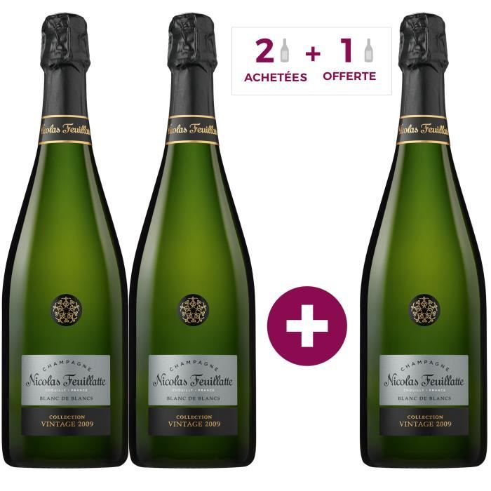 2 achetées + 1 offerte - Nicolas Feuillatte 100% Chardonnay 2009 Blanc de blancs