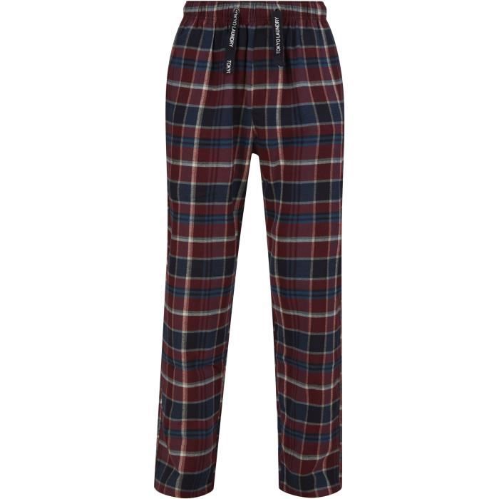 TOKYO LAUNDRY Bas de Pyjama à Carreaux Rouge/Bleu Marine Homme