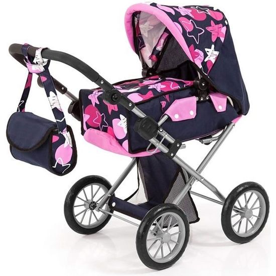 Poussette De Poupée Pliable Avec Ceinture T, Poignée Push, Housse Amovible Lavable, Roues Doubles, Pour Fille Dès 1 An