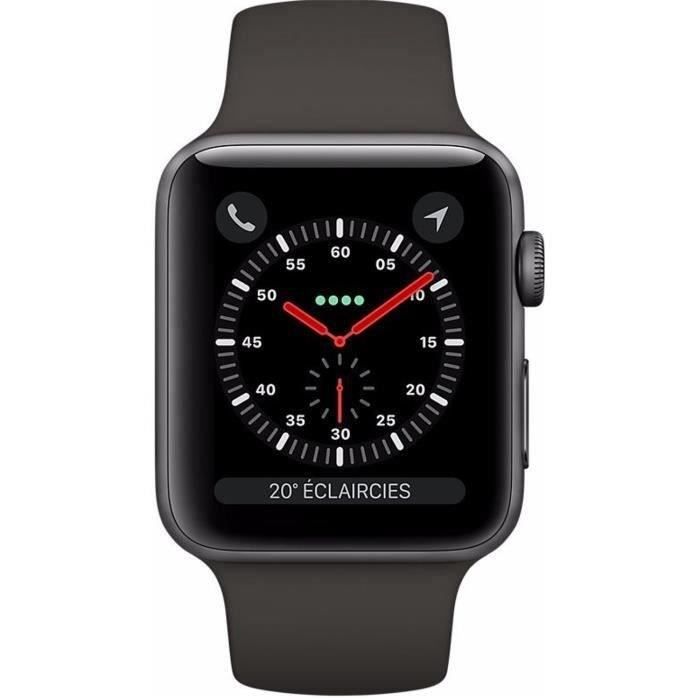 Apple Watch Series 3 GPS + Cellular - Boîtier 42 mm Gris sidéral Aluminium - Bracelet Gris (2017) - Reconditionné - Etat correct Apple Watch Series 3 GPS + Cellular - Boîtier 42 mm Gris sidéral Aluminium - Bracelet Gris (2017) - Reconditionné - Etat correct