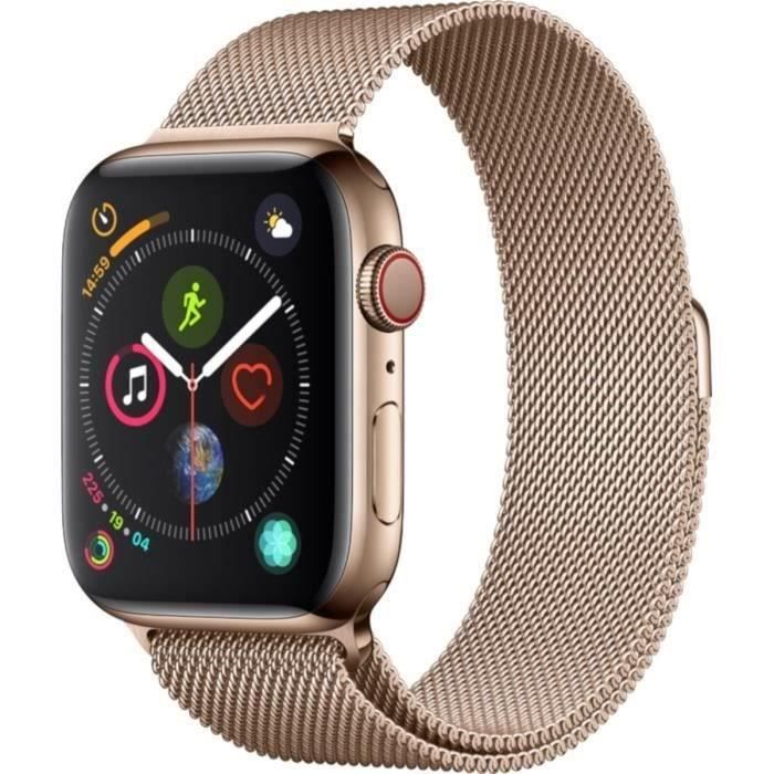 Apple Watch Series 4 GPS + Cellular - 44mm Boîtier acier or - Bracelet Milanais or (2018) - Reconditionné - Etat correct Reconditionné - Apple reconditionné disponible sur Cdiscount Seconde Vie