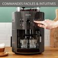 KRUPS Machine à café broyeur grain, Mousseur de lait, 2 tasses espressos simultané, Nettoyage automatique, Essential grise YY5149FD-1