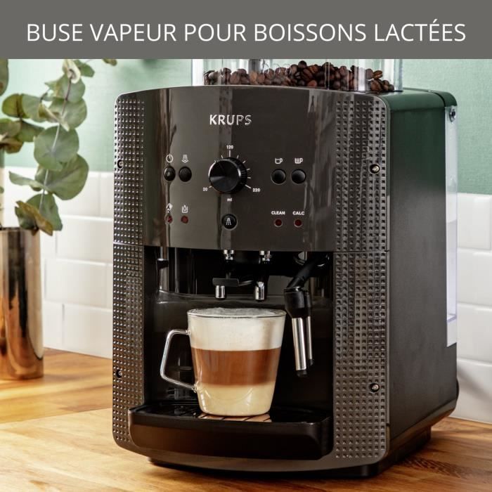 KRUPS Machine à café broyeur grain, Mousseur de lait, 2 tasses