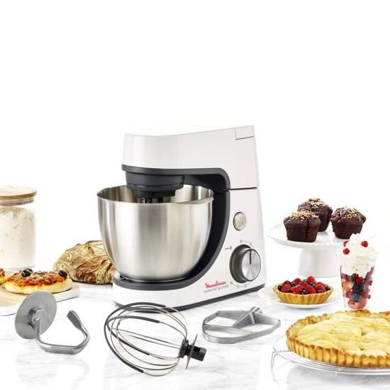 Robot Patissier Moulinex Masterchef 4293 Blanc 1100 W Bol 4 6 L 8 Vitesses Fonction Pulse Kit Patisserie Cdiscount Electromenager
