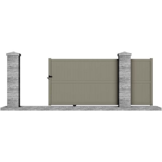 Portail manuel coulissant aluminium Telica 3,5m gris - CLOTURA