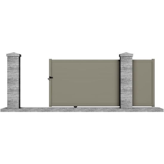 Portail manuel coulissant aluminium Bagana 3,5m gris - CLOTURA