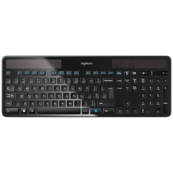 Clavier solaire – Sans fil – Logitech – K750 – AZERTY – Noir