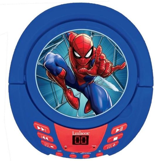 Lexibook, Spider-Man, Set elettronico per bambini, gioco musicale, suono realistico del tamburo, tastiera a 8 tasti, MP3, sedile incluso, blu/rosso, K610SP