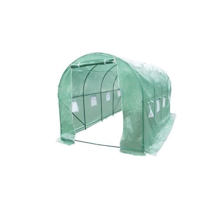 Serre de jardin tunnel 9m² - Toile en polyéthylène 140g -Tube acier diam 18mm - 2 x 4,5 x 2 m