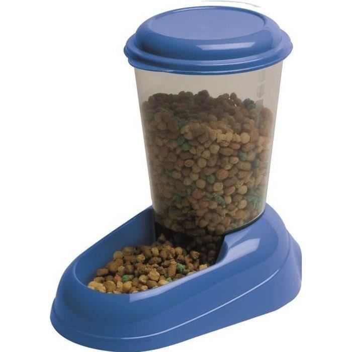 FERPLAST Distributeur croquettes Zenith 3L en plastique - 29,2x20,2x28,8 - Bleu - Chien et chat