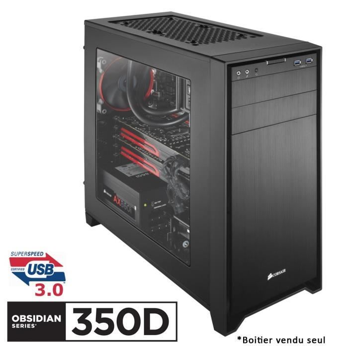CORSAIR Boitier Moyen Tour Obsidian 350D – Noir – Fenêtre Plexiglass (CC-9011029-WW)