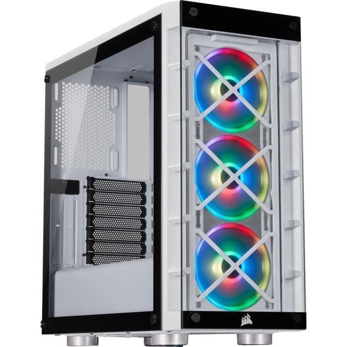 CORSAIR Boîtier connecté iCUE 465X RGB – ATX Moyen-Tour – RGB – Blanc (CC-9011189-WW)