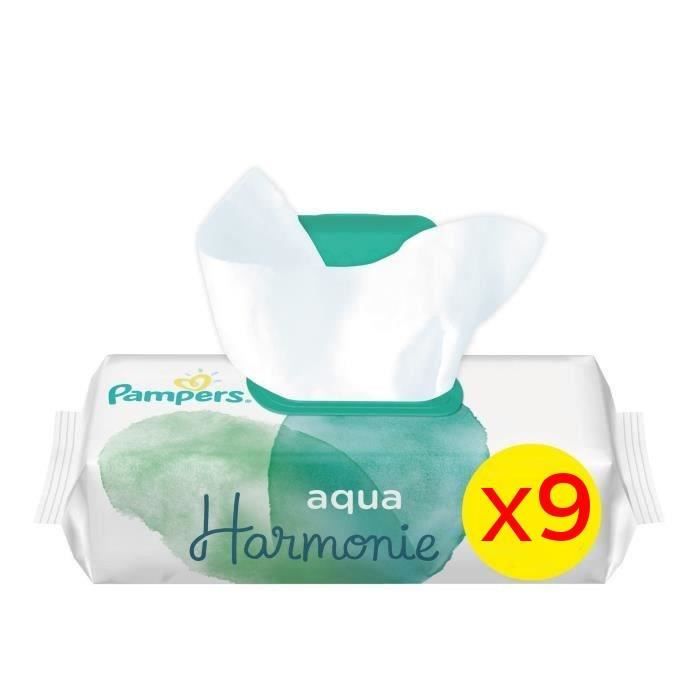 Bebe Puericulture Apprentissage De La Proprete Lingettes Humides Lingettes Bebe 432 Lingettes Aqua Harmonie Pampers Lot De 9 Paquets De 48