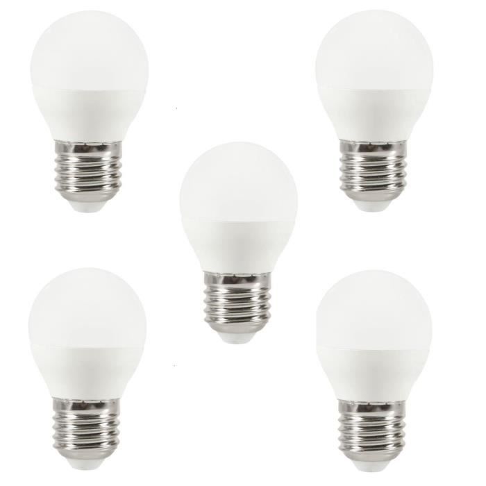 EXPERT LINE Lot de 5 ampoules LED E27 G45 3 W équivalent à 25 W blanc