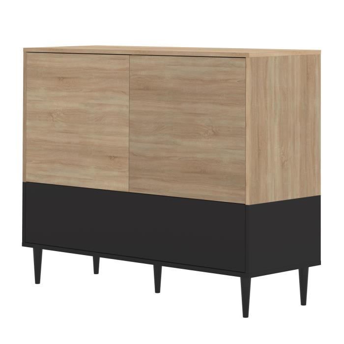 Buffet HORIZON Noir et Chêne naturel 120 X 95,3 Temahome