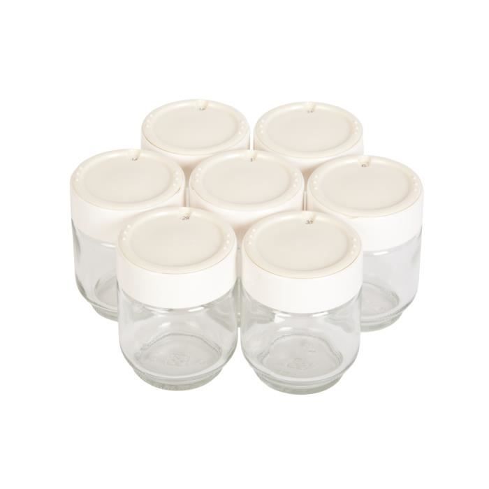 MOULINEX 7 Pots Verre + Couvercle Blanc - Yaourtières Yogurta