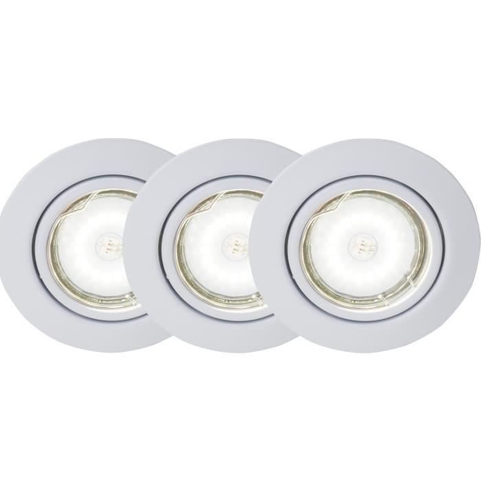 BRILLIANT Kit de 3 spots encastrable orientables LED Honor diamètre 9 cm GU10 5W blanc