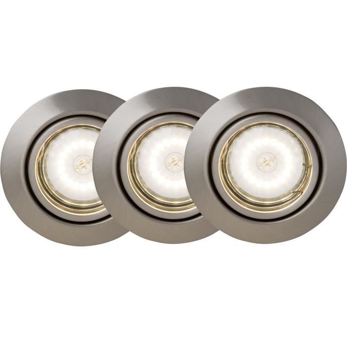 Kit de 3 spots LED encastrables orientables Honor GU10 5W gris