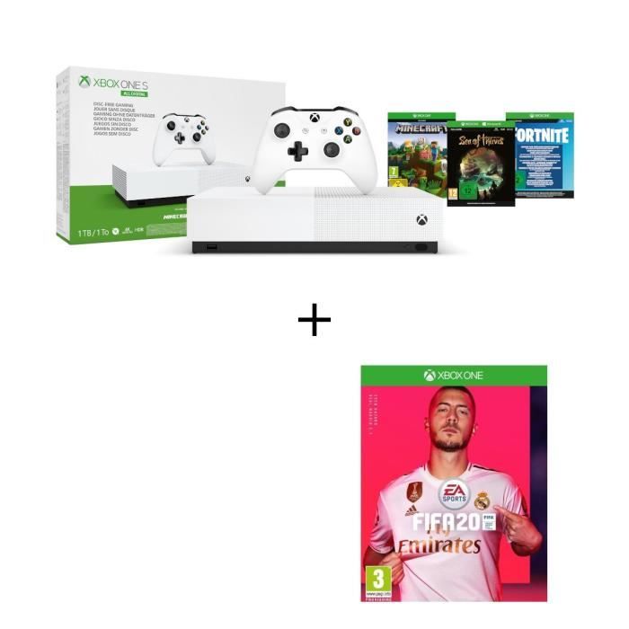 Xbox One S All Digital Refresh 1 To + FIFA 20 Jeu Xbox One à télécharger + 3 Jeux dématérialisés