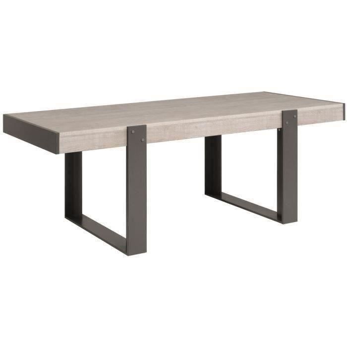 Table à manger de 8 à 10 personnes - Industriel - Décor chêne et gris - LOFT - L 224 x l 90 cm