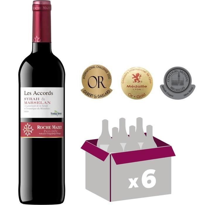 Les Accords de Roche Mazet Syrah & Marselan 2019 Pays d’Oc - Vin rouge de Languedoc x6