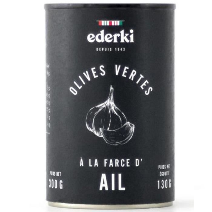EDERKI Olives vertes à la farce d'ail - 300 g
