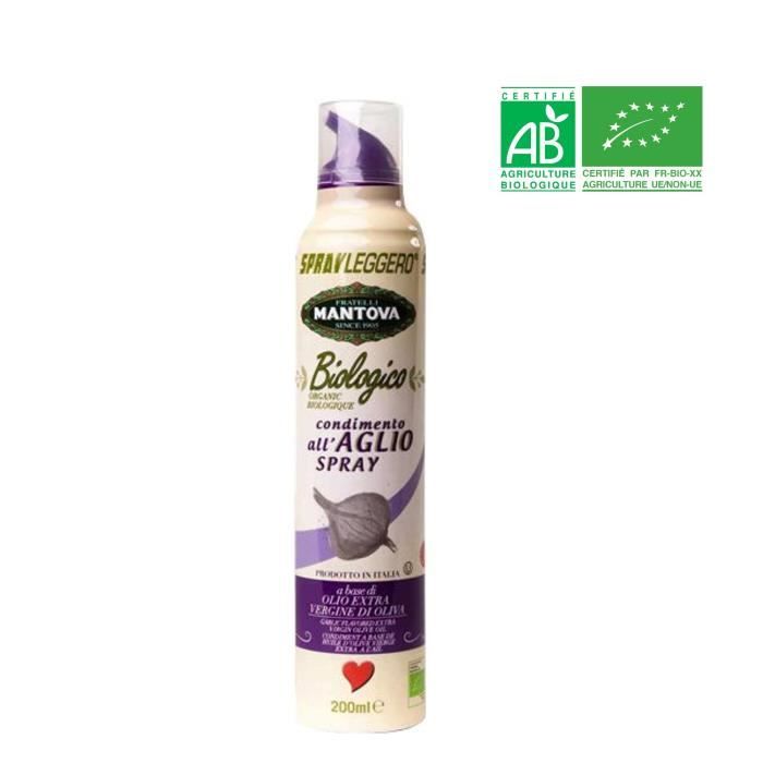 MANTOVA Spray d'huile d'olive extra vierge arôme ail BIO - 200 ml