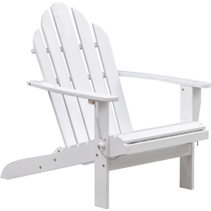 Fauteuil de jardin inclinable en Acacia FSC - 72,5 x 89,5 x H.94 cm - Blanc