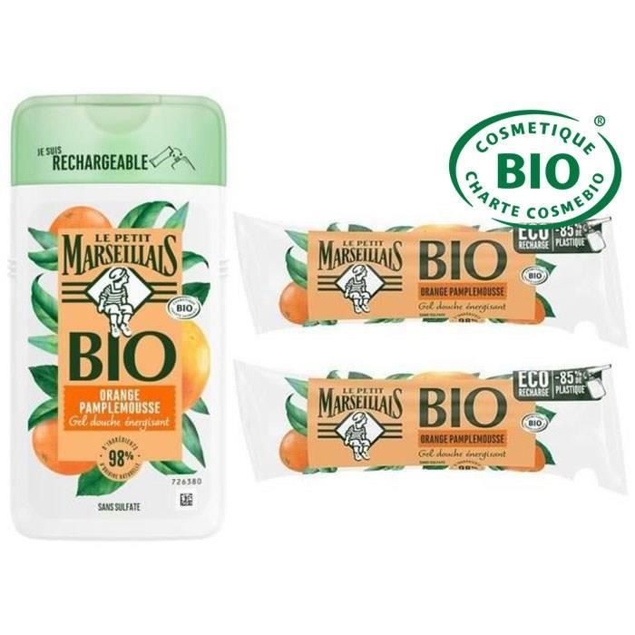 LE PETIT MARSEILLAIS Lot d'énergisant Bio d'Orange Pamplemousse - 750 ml