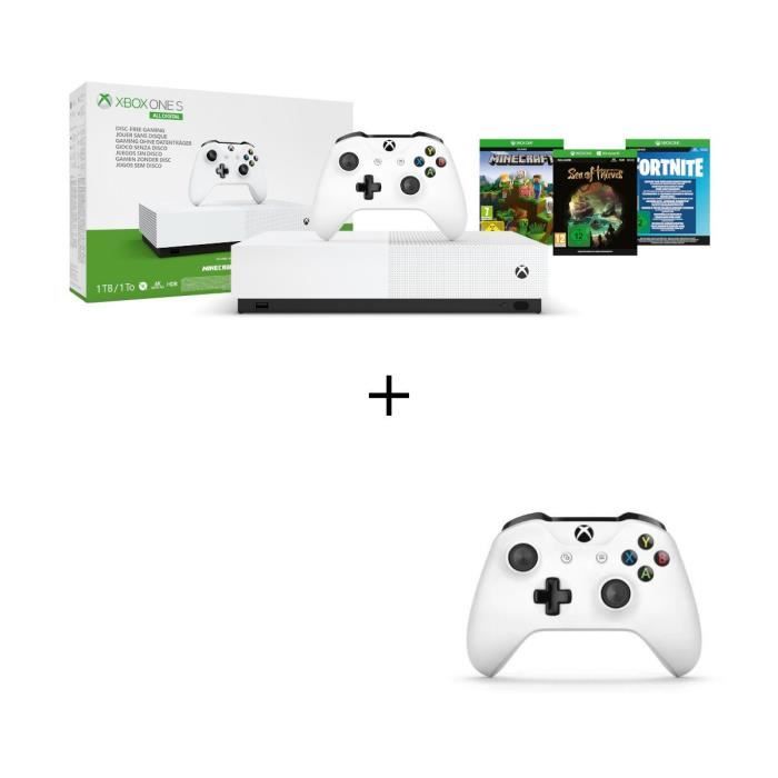 Xbox One S All Digital 1 To + Manette Xbox One blanche + 3 jeux dématérialisés